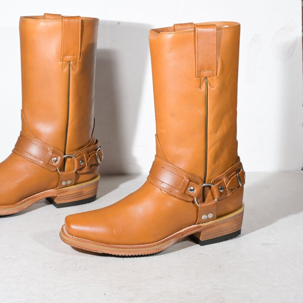 Deadstock Y2K Tan Leather Harness Boots
